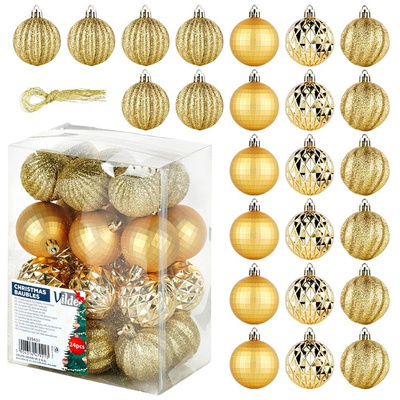 Christmas Baubles Unbreakable Golden 5 cm 24 pcs