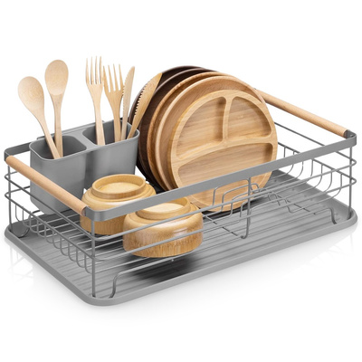 Dish Drainer Rack Gray 42.5x32x14.5 cm