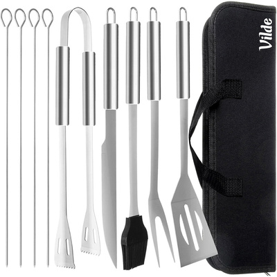 BBQ Accessories Steel with Case 10 pcs