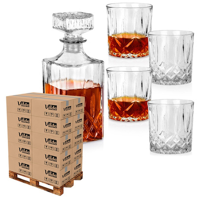 Whisky Decanter and Glasses Set Glass 900 ml + 4x300 ml 5 pcs (pallet of 192 pcs)