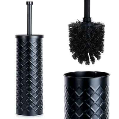 Toilet Brush with Stand Metal Black 38x10 cm