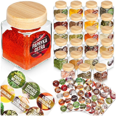 Spice Jar Glass 90 Stickers 100 ml 24 pcs