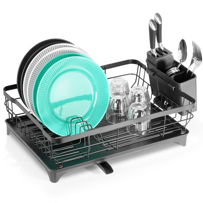 Dish Drainer Rack Metal Black 48x32.5x18.5 cm