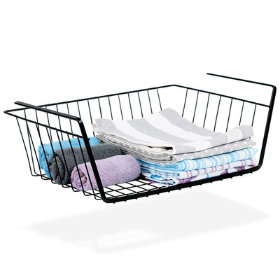 Under Shelf Storage Basket Metal Black 40.5x26.5x14.5 cm