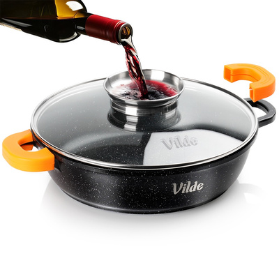 Frying Pan Granite Deep with Glass Lid 28 cm, 3.3 l