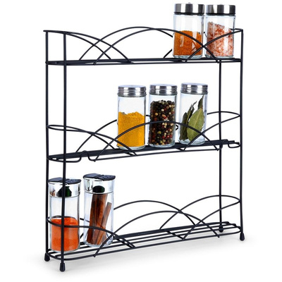Spice Rack Metal Black 33.5x6.5x33.5 cm