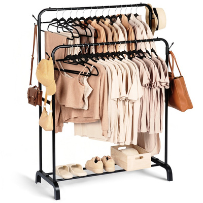 Clothes Rail Metal Black Double 110x45x152 cm