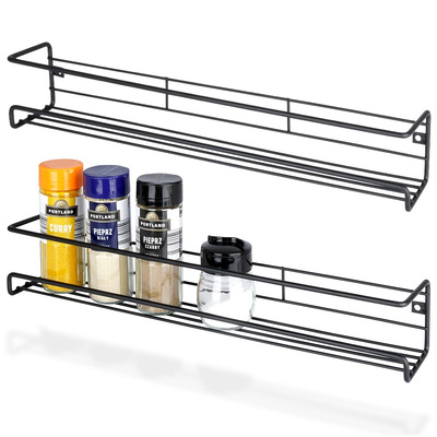 Spice Rack Metal Black 2 pcs