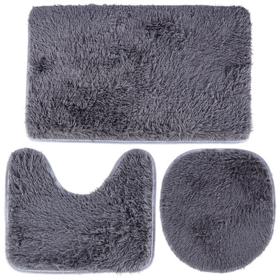 Bath Mat Set Gray 3 pcs