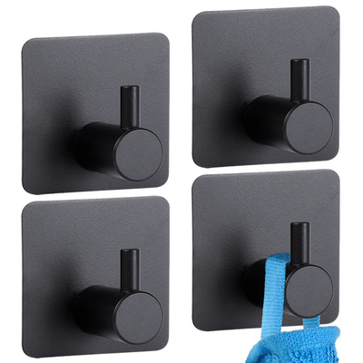 Adhesive Hook Steel Black 4 pcs