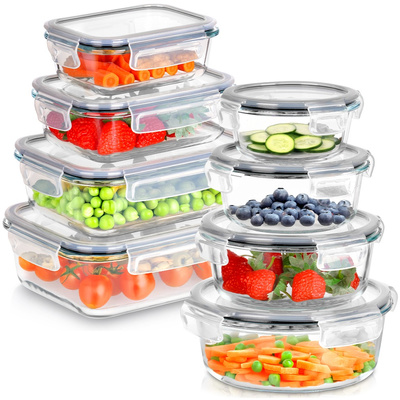 Food Containers Glass with Lid and Gasket 8 pcs