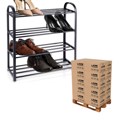 Shoe Rack Metal Black 4-Level 49.5x18.5x56.5 cm (pallet of 392 pcs)