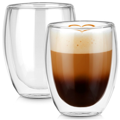 Double Walled Glass with Double Walls for Coffee and Tea 370 ml 2 pcs