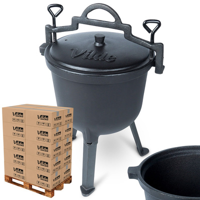 Cauldron Cast Iron on Legs with Lid CAST LINE 8 l (pallet of 40 pcs)
