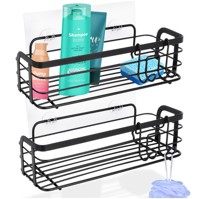 Shower Shelf Metal Black Adhesive 29.5x10.5x8 cm 2 pcs