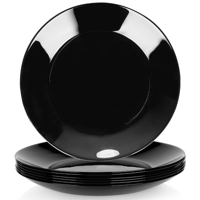 Dessert Plates Glass Black 18 cm 6 pcs