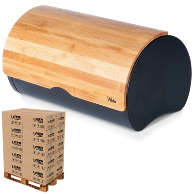 Bread Bin Steel Wooden Black 38x24x20 cm (pallet of 32 pcs)