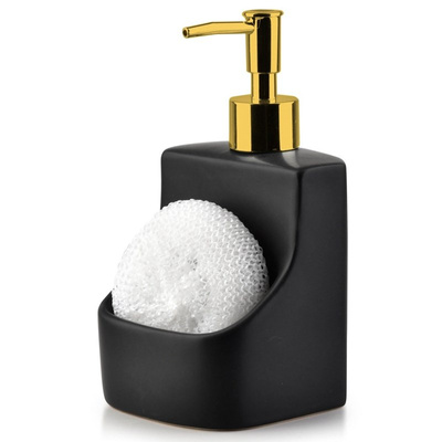 Kitchen Soap Dispenser with Sponge Container and Sponge Ceramic Black 400 ml