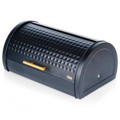 Bread Bin Metal Black 38x28.5x18 cm