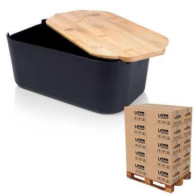 Bread Bin with Bamboo Board Black 33x18.5x12 cm (pallet of 180 pcs)