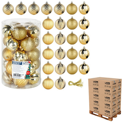 Christmas Baubles Unbreakable Golden 6 cm 25 pcs (pallet of 144 pcs)