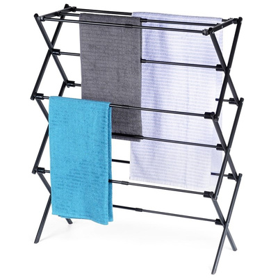 Drying Rack Metal Black vertical extendable 47-78x94 cm