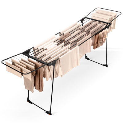 Drying Rack Metal Black Sliding XXL 204-260x56x103 cm