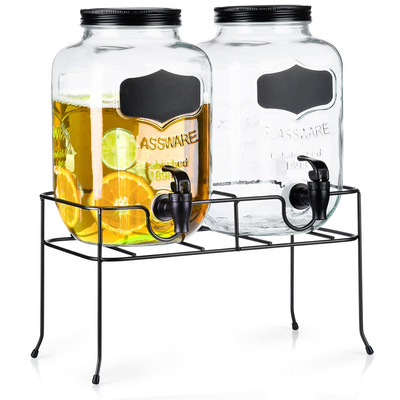 Dispenser with Tap and Stand Black 2x4 l 3 pcs