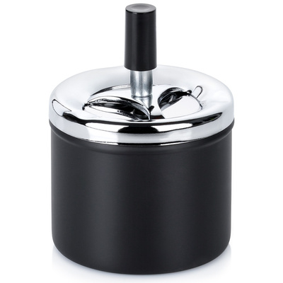 Ashtray Closed Metal Black Rotating 9.5x13 cm