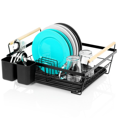 Dish Drainer Rack Black 45x33x18 cm