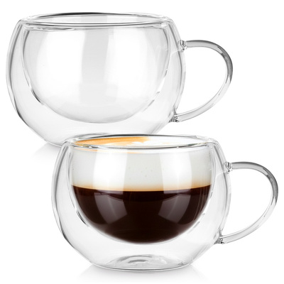 Double Walled Glass with Double Walls for Coffee and Tea 280 ml 2 pcs
