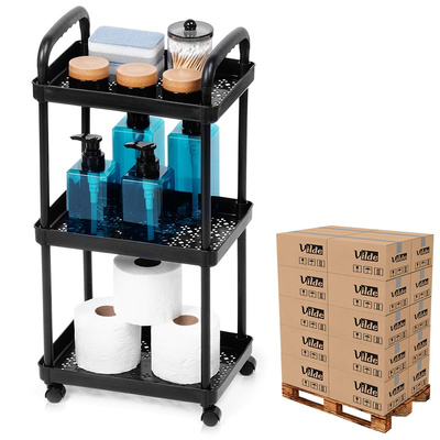Rack on wheels metal black 3-tier 30x21x61 cm (pallet of 72 pcs)