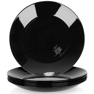 Dinner Plates Glass Black 25.5 cm 6 pcs