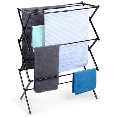 Drying Rack Metal Black Vertical Extendable 44.5-75x37.5x105 cm