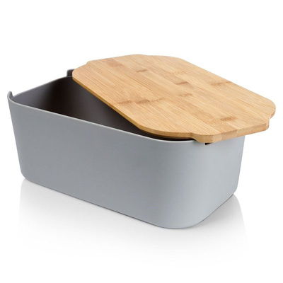 Bread Bin with Bamboo Board Gray 33x18.5x12 cm