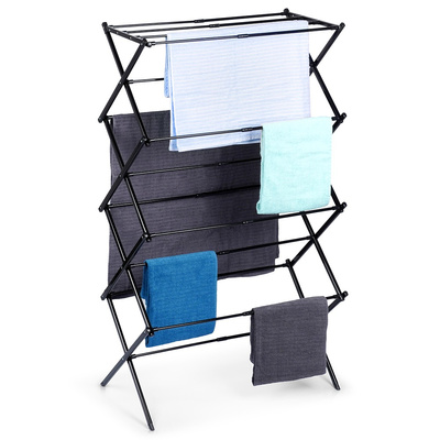 Drying Rack Metal Black Vertical Extendable 43-75x37.5x139 cm