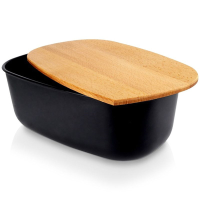 Bread Bin with a Board Black 39x23,5x15,5 cm