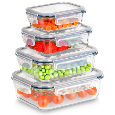 Food Containers Glass with Lid and Gasket 4 pcs