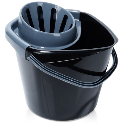 Mop Bucket with Squeezer Plastic Black 14 l