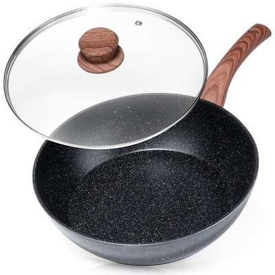 Frying Pan Granite with Glass Lid BLACK&WOOD 28 cm, 3.5 l