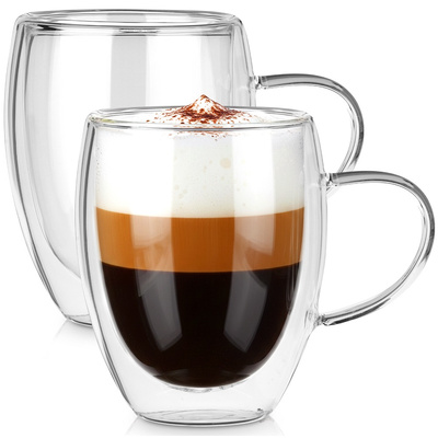Double Walled Glass with Double Walls for Coffee and Tea 320 ml 2 pcs