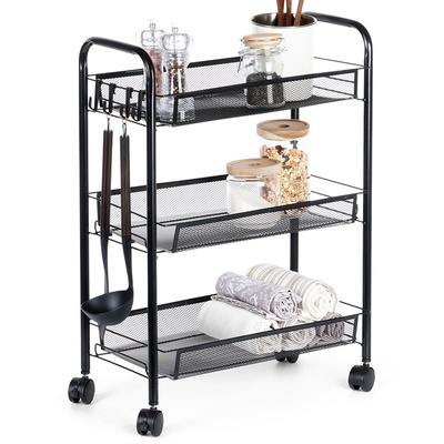 Storage Trolley Metal Black 3-Level