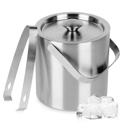 Ice Bucket with Tongs Steel Thermal