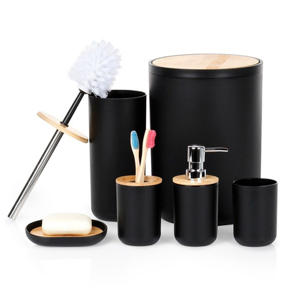 Bathroom Accessory Set Black 6 pcs