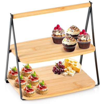 Tier Cake Stand Bamboo 2-Story 28x20x27.5 cm