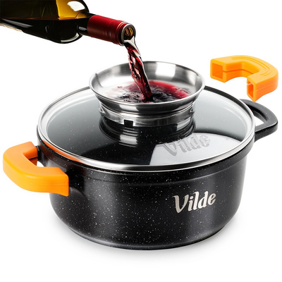 Pot Granite with Glass Lid 16 cm, 1.2 l