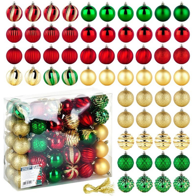 Christmas Baubles Unbreakable Red Green Gold 6 cm 60 pcs