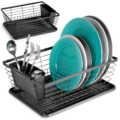 Dish Drainer Rack Black 36x30x14.5 cm