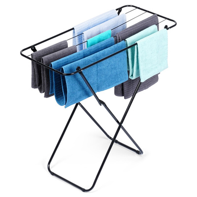 Drying Rack Metal Black Foldable 93x43x88 cm