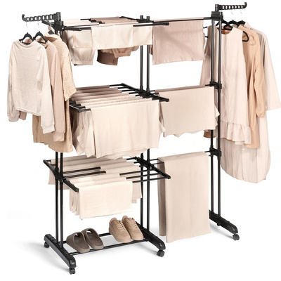 Drying Rack Metal Black Vertical Extendable XXL 78-130x64x172 cm